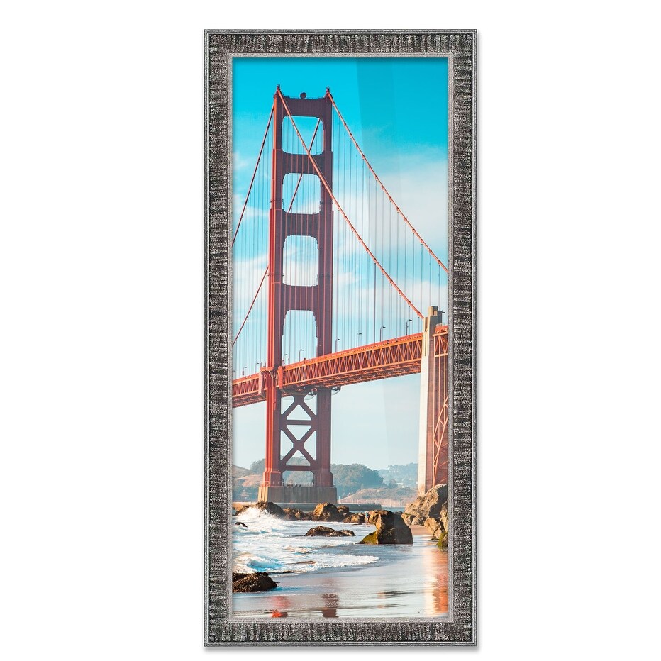 CustomPictureFrames 6x10 Stately Silver Wood Picture Frame - with Acrylic Front and Foam Board Backing