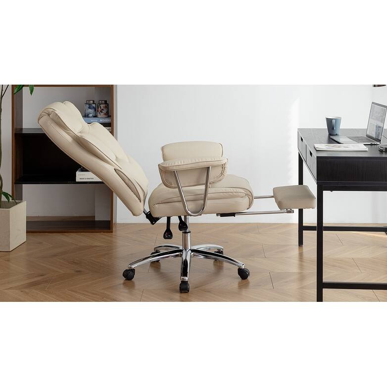 Big and Tall Executive Office Chair with Footrest, 500lbs Capacity Leather Ergonomic High Back Chair