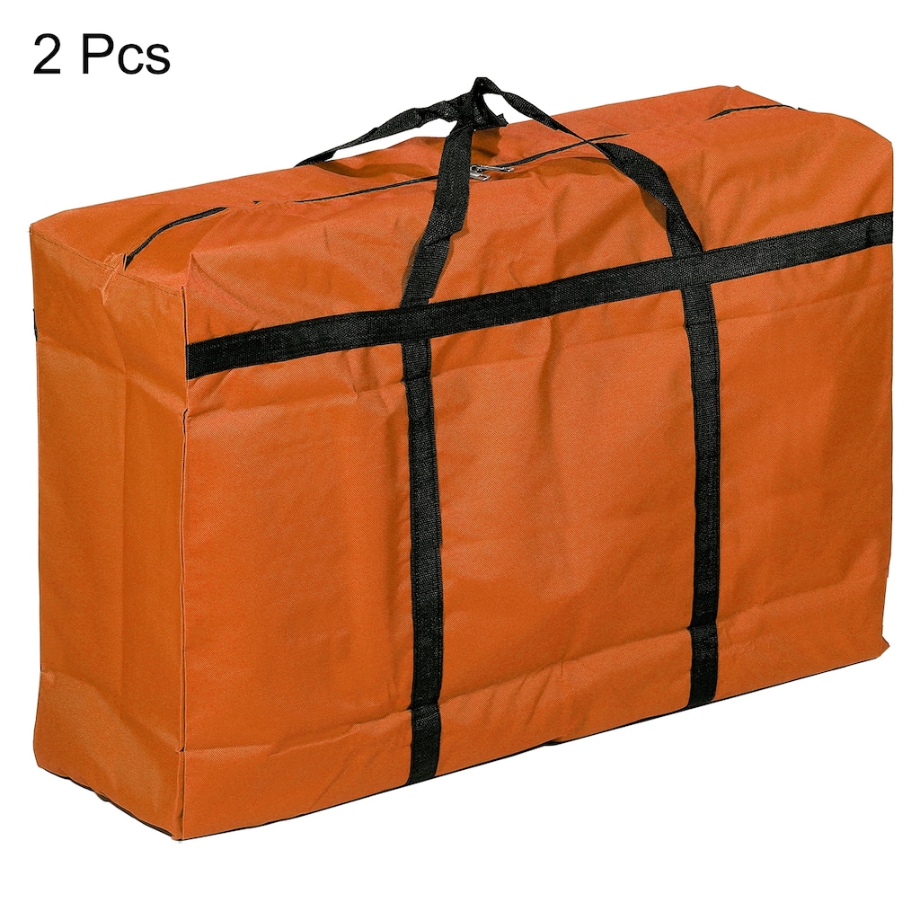 2pcs Storage Tote w Zippers 150L Capacity Moving Tote Bags for Clothes - Orange
