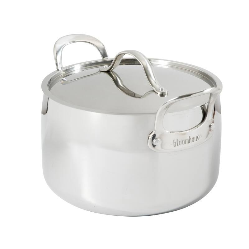 Bloomhouse 8 Quart Tri-Ply Stainless Steel Stock Pot with Lid - Dutch Oven,Oven Safe, Dishwasher Safe