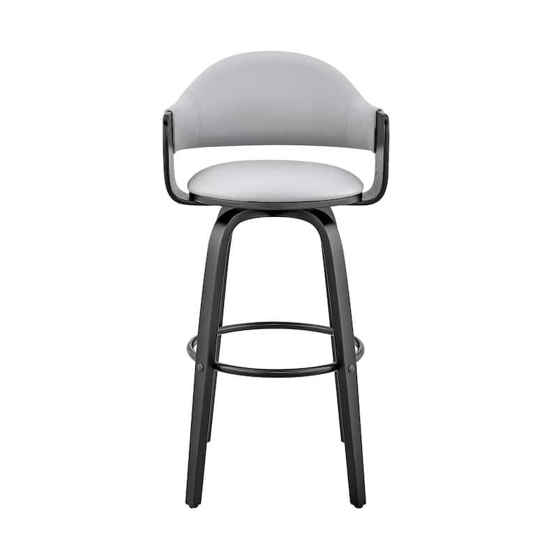 Daxton Mid-Century Swivel Bar Stool, Upholstered Counter Chair with Bentwood Legs