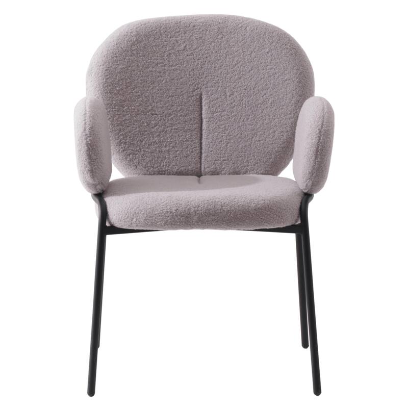 Celestial Boucle Upholstered Iron Dining Chairs Set of 2 by LeisureMod