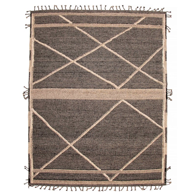 ECARPETGALLERY Hand-knotted Tangier Black, Taupe Wool Rug - 9'3 x 12'1 - Black/ Taupe - 9'3 x 12'1
