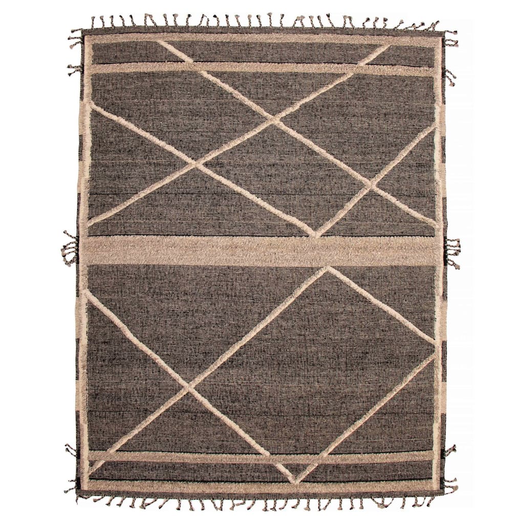 ECARPETGALLERY Hand-knotted Tangier Black, Taupe Wool Rug - 9'3 x 12'1
