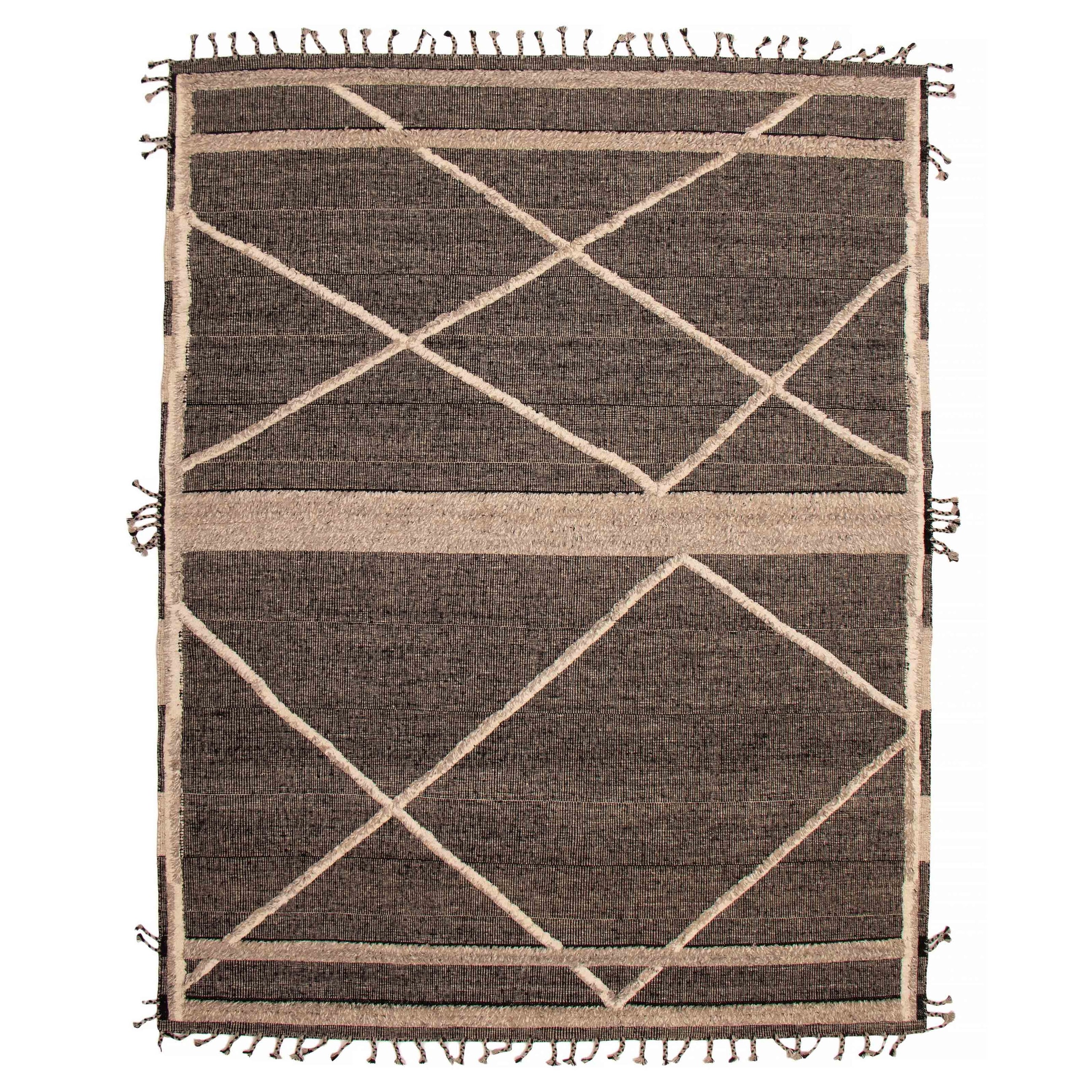 ECARPETGALLERY Hand-knotted Tangier Black, Taupe Wool Rug - 9'3 x 12'1