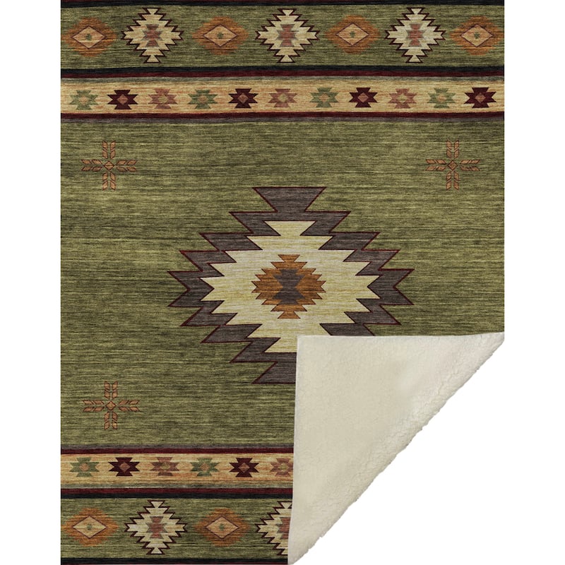 Premium Machine Washable ASB179 Southwest Sherpa Throw Blanket