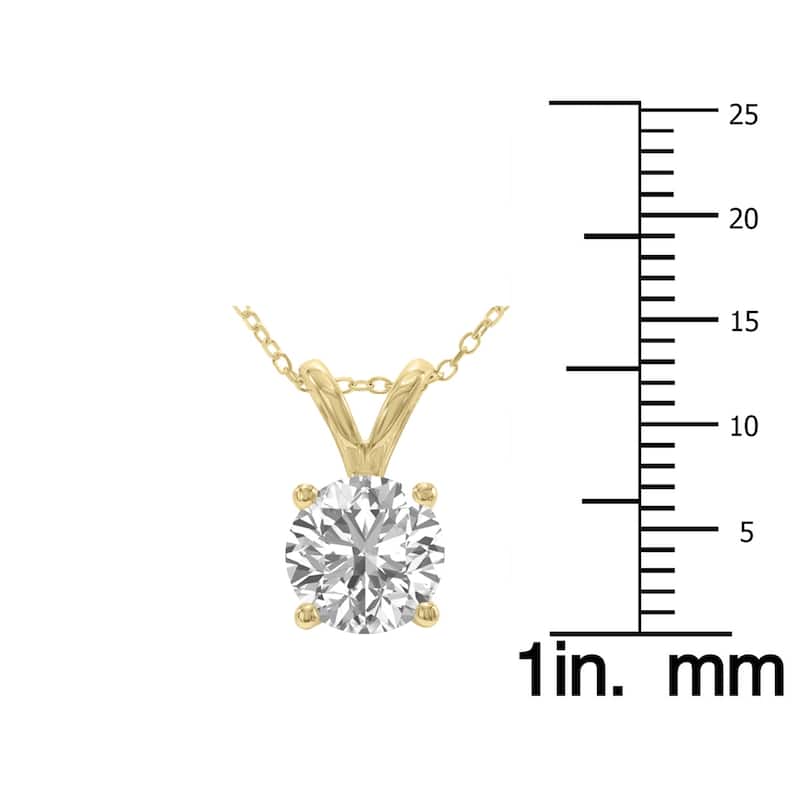 Marquee 1.50 Carat Lab Grown Diamond Round Solitaire Pendant in 14K Yellow Gold