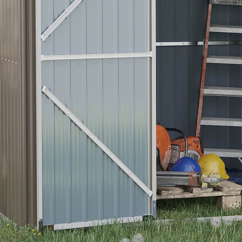 Outsunny 11' x 6' Steel Garden Storage Shed, Outdoor Utility Tool House with Double Lockable Doors for Backyard, Patio, Lawn