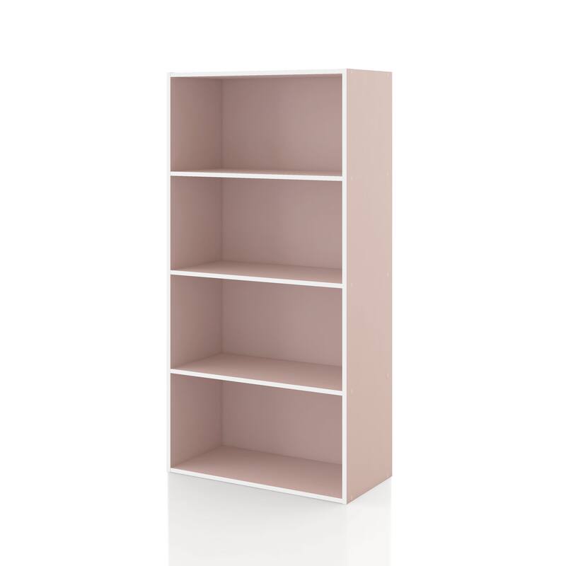 DH BASIC Modern Wood Customizable Stackable Storage Organizer - Cube Shelves, Drawer Cabinet, Bookcase with Doors by Denhour - 4-Tier - Light Pink