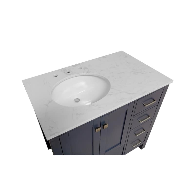 KitchenBathCollection Horizon 36" Bathroom Vanity with Engineered Carrara Top