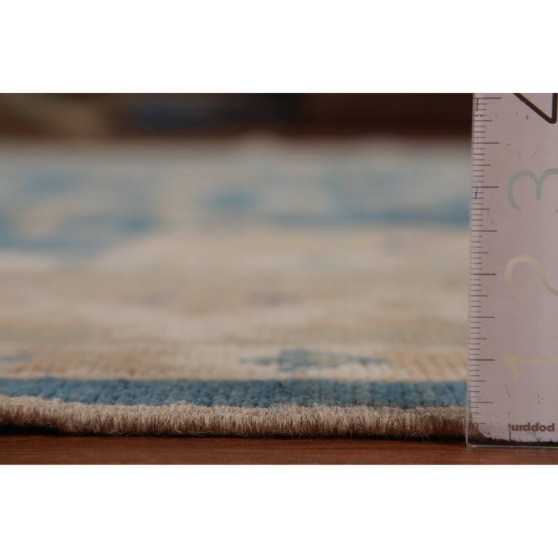 Hand Knotted Oriental 100% Wool Carpet Transitional All-Over Navy Blue & Blues Oushak Area Rug - 12' 0'' X 8' 9''