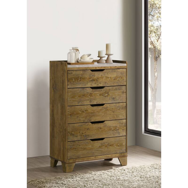 Henderson 5-drawer Bedroom Chest of Drawers Medium Oak