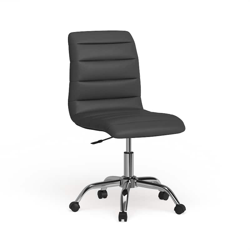 Ripple Armless Mid Back Vinyl Office Chair - Black