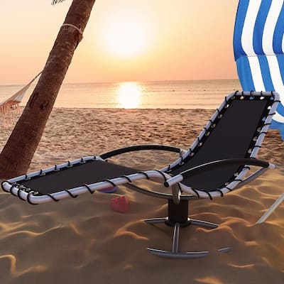 360 Swivels Outdoor Chaise Lounge Chair for Poolside, Backyard - N/A