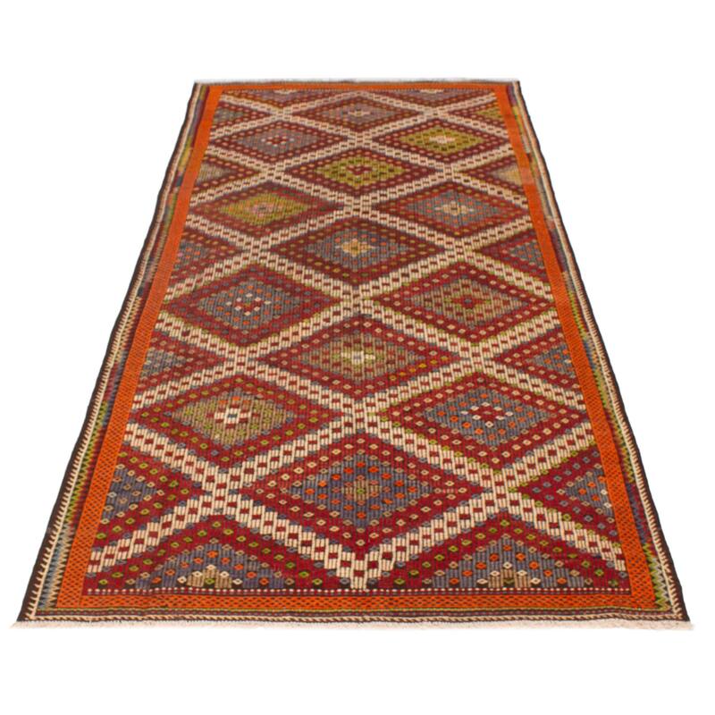 ECARPETGALLERY Flat-Weave Yoruk Red Wool Kilim - 5'10 x 11'11
