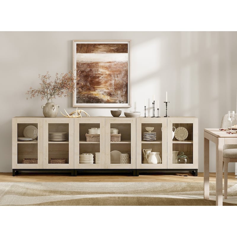 WAMPAT Multifunctional Sideboard Buffet Cabinets with Glass Doors, Modern Sideboard with Adjustable Shelf, Coffee Bar Cabinet