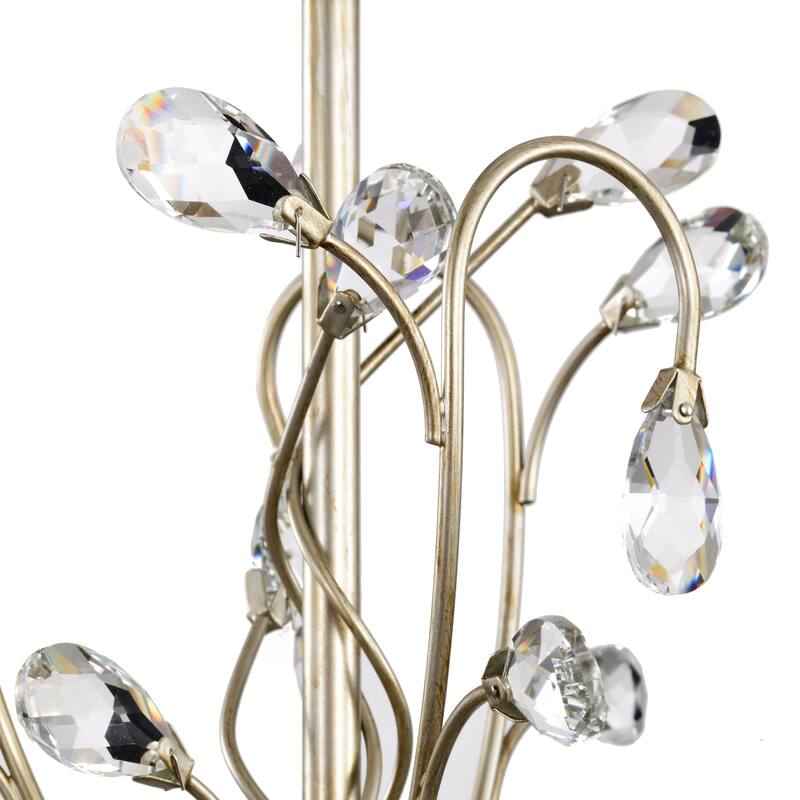 Holly 4-light Brushed Silver-ish Champagne Crystal Leaves Chandelier - 18.1 inches in diameter x 18.1 inches H