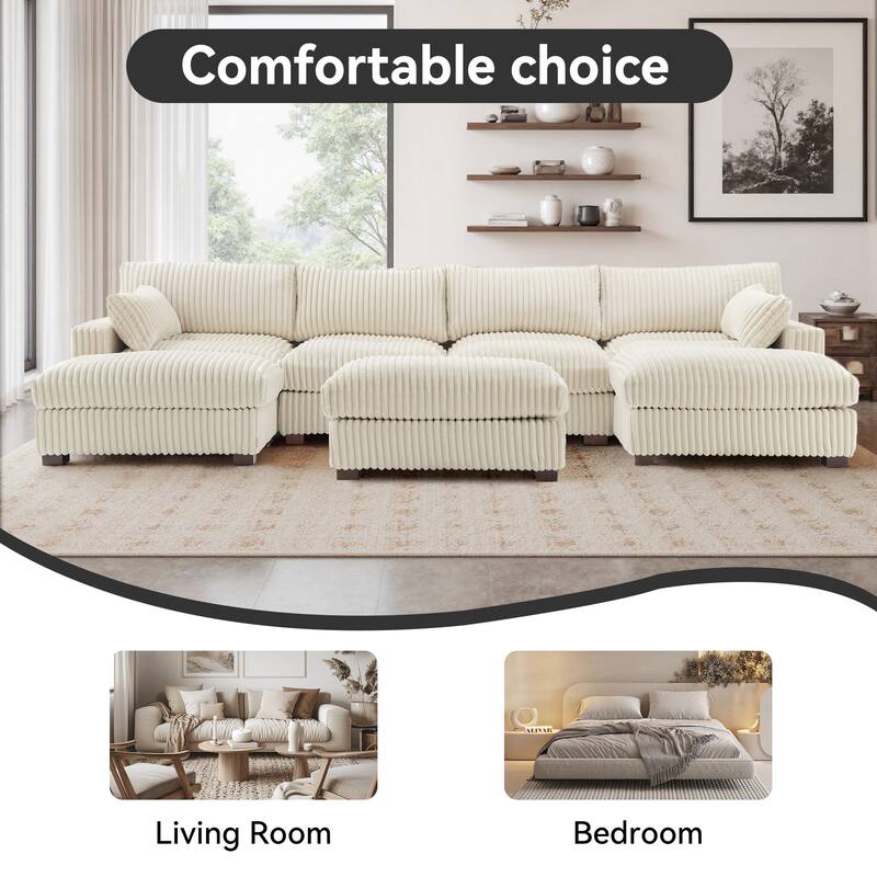 6-Piece 118.4"W Plush Oversized Modular Sectional Sofa Set