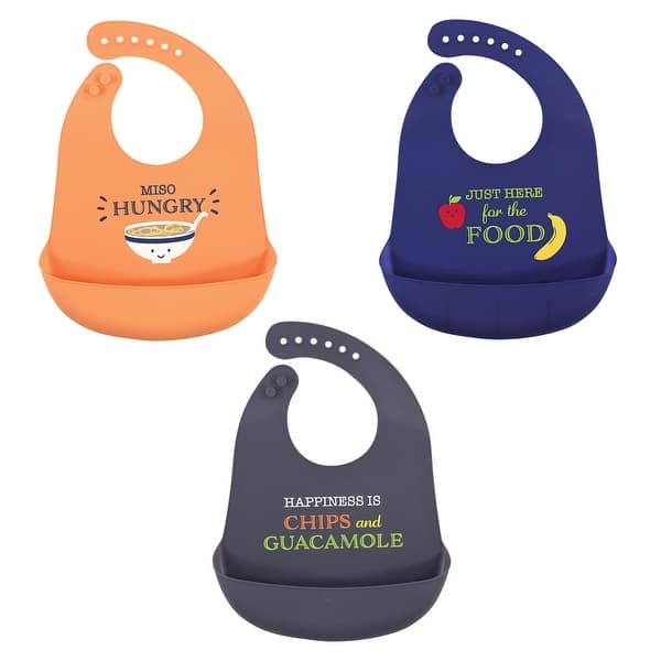 slide 1 of 1, Hudson Baby Infant Boy Silicone Bibs 3pk, Miso Hungry, One Size - Miso Hungry - One Size One Size - Miso Hungry