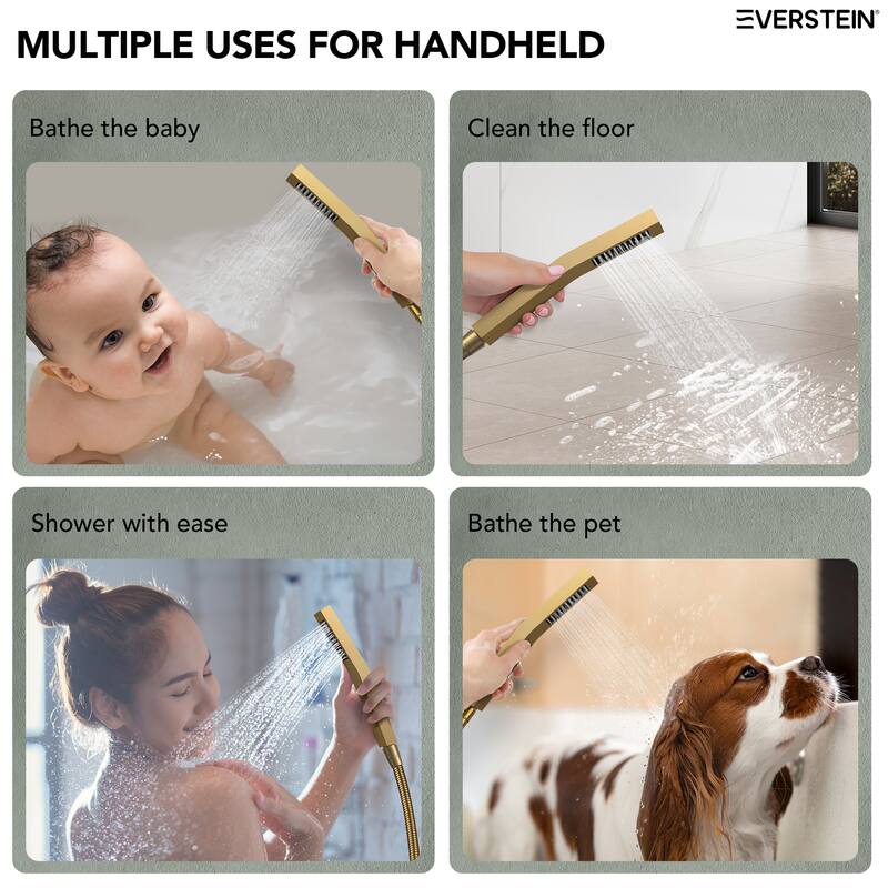 4-Functions Thermostatic Shower System, Wall Mount Shower Faucet Set 12" & 6" Dual Shower Head with 6 Body Jets