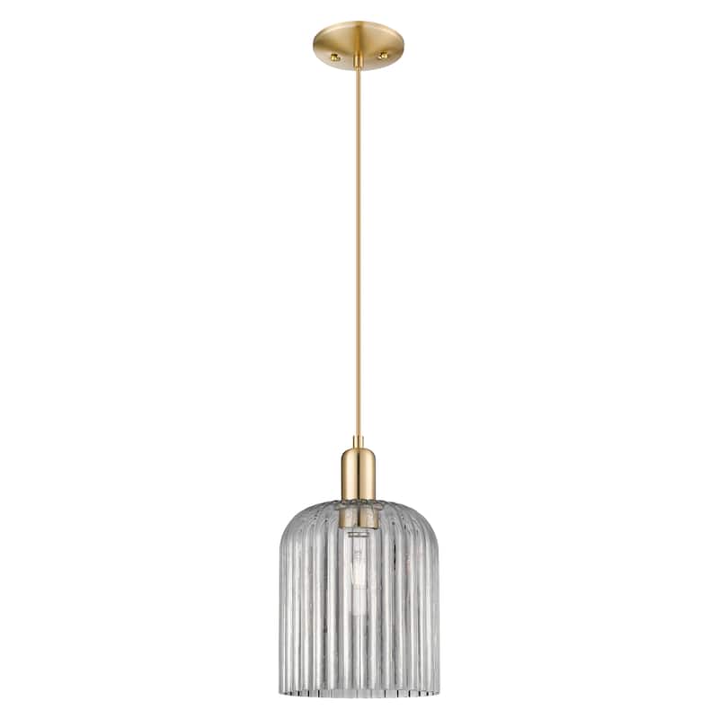 Innovations Lighting Endless Possibilities Arcadia - Bridal Veil - 1 Light 8" Cord Hung Mini Pendant - Champagne Bronze/Light Smoke