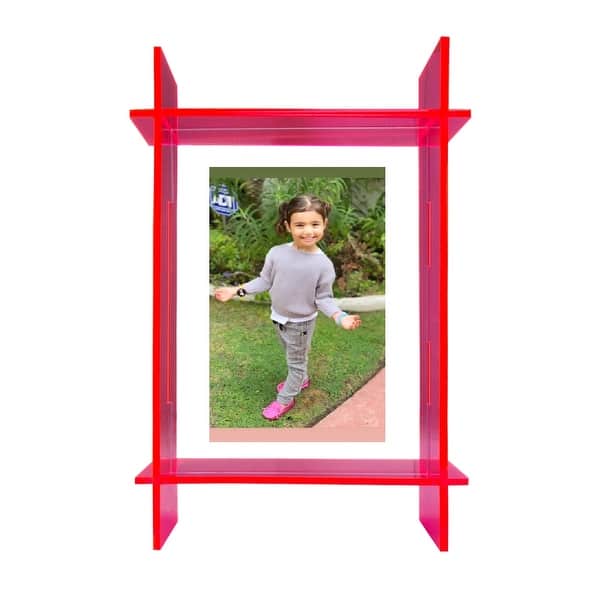 slide 2 of 2, Neon Pink Lucite Picture Frame - 8.9x11.2x2.3 Inches Hot Pink