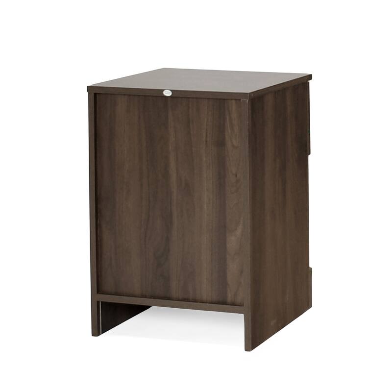 Rustic Faux Wood Nightstand with Drawer and Shelf, 1-Drawer Storage Table for Bedroom and Living Room