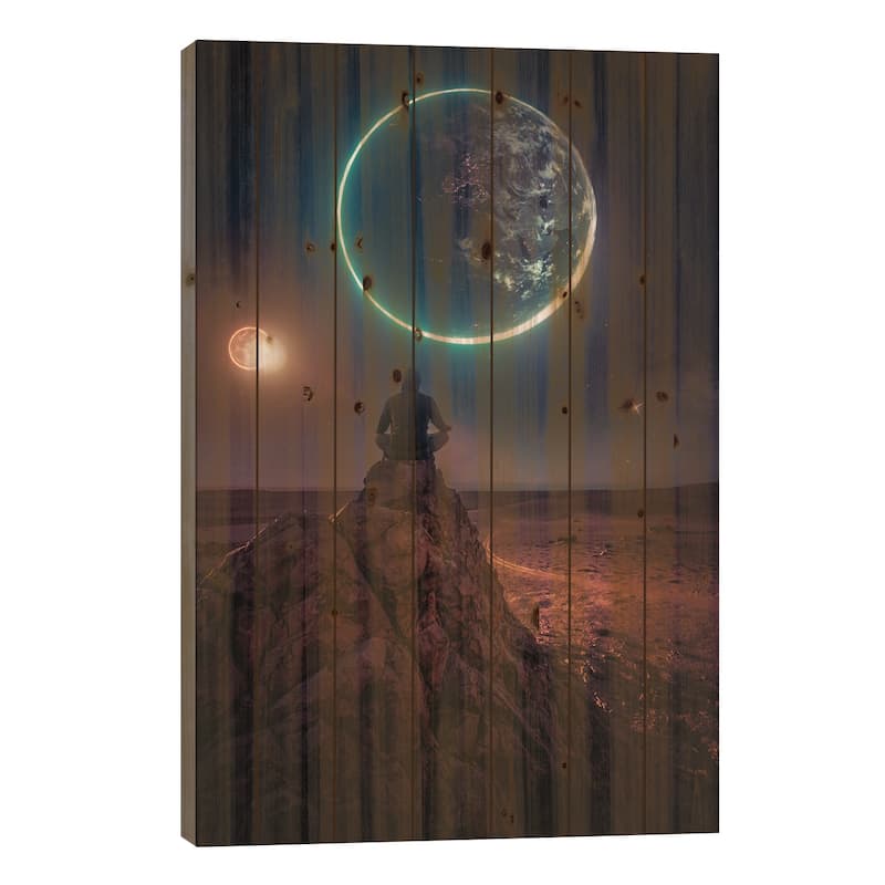 The Cosmos Meditation Print On Wood by GEN Z - Multi-Color - 40x26x1.5