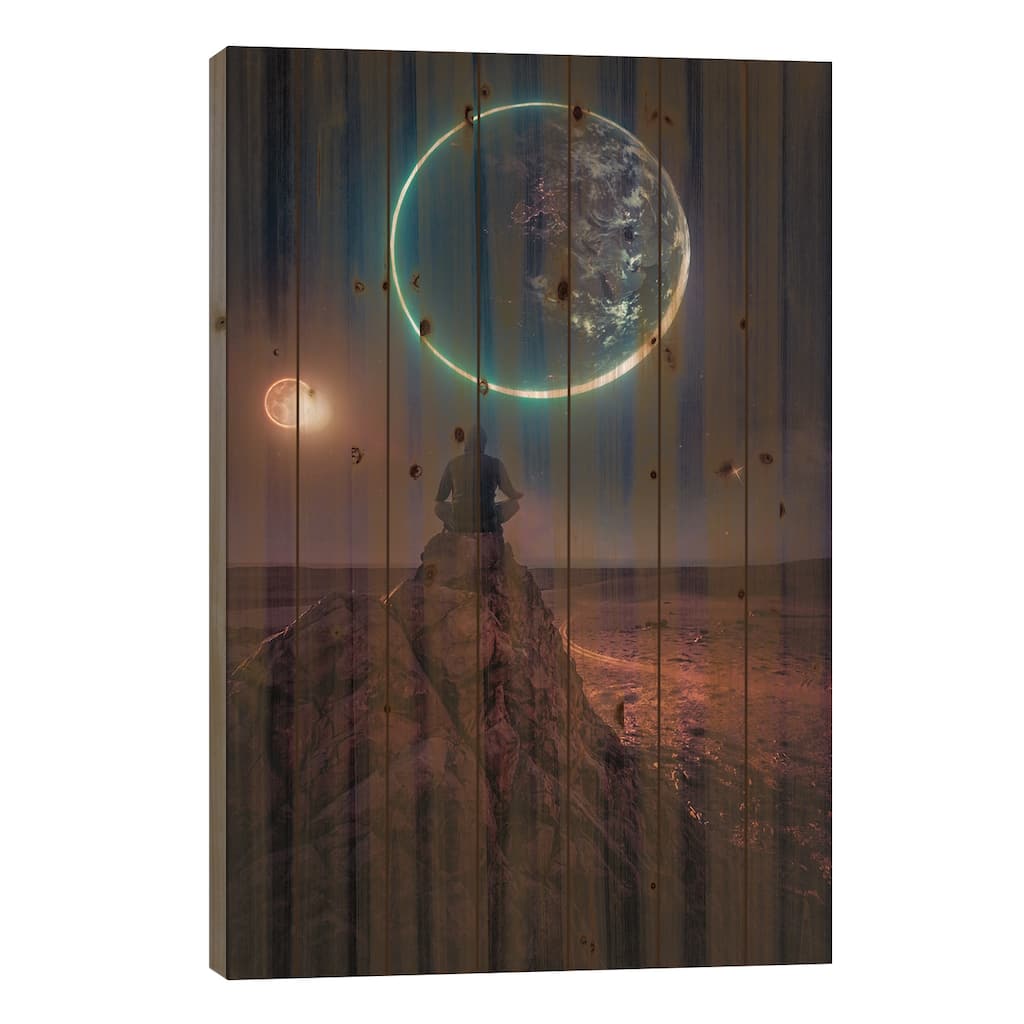 The Cosmos Meditation Print On Wood by GEN Z - Multi-Color