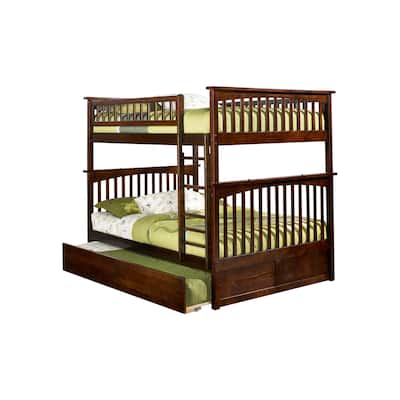 Bunk Bed Full Over Full with Trundle - Solid Wood Bunk Beds for Kids - Space Saving Design