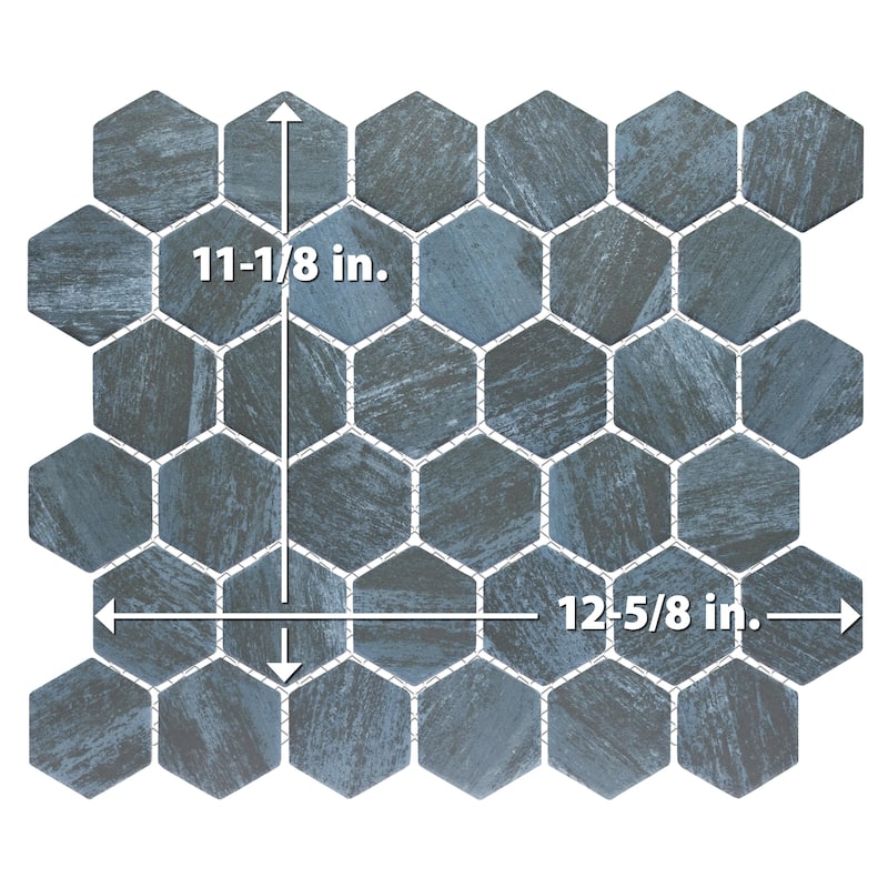 Merola Tile Cassis 2" Hex Black 11-1/8" x 12-5/8" Porcelain Floor and Wall Tile