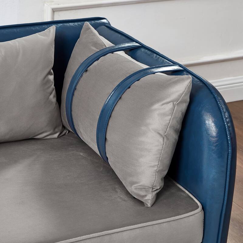 65" Storage Chaise Lounge Sofa with PU and Velvet Upholstery, Modern Sleeper Sofa with Hidden Storage