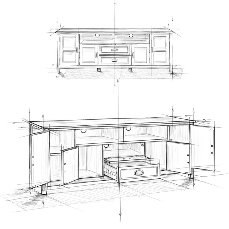 WYNDENHALL Portland SOLID WOOD 72 inch Wide Transitional TV Media Stand For TVs up to 80 inches - 72 inch Wide