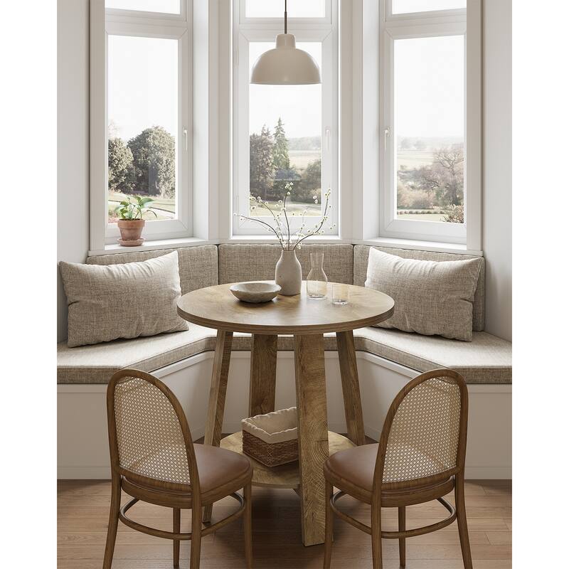 Small Dining Table with Storage Shelf, Kitchen Bistro Accent Table for Dining/Living Room Apartments Restaurants