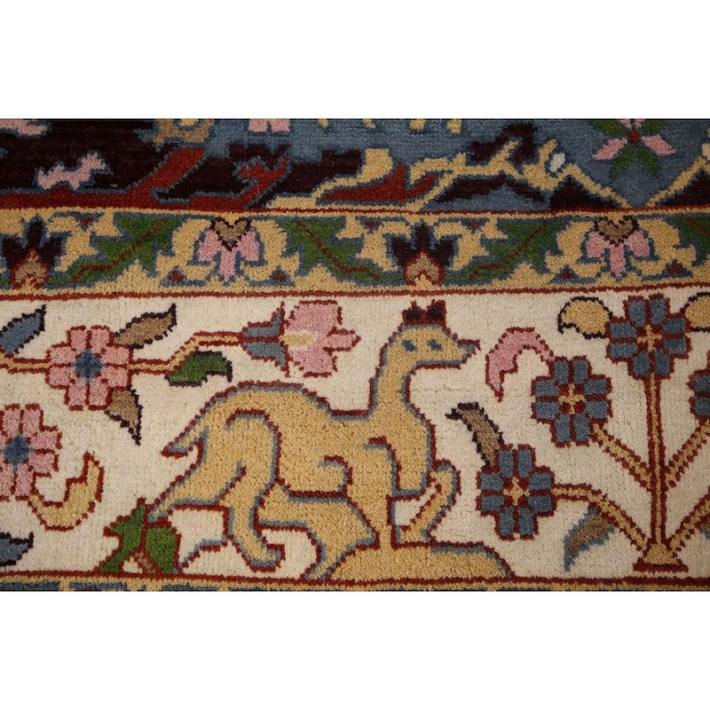 Hunting Animals Ziegler Large Indian Rug Handmade Wool Carpet - 9'10"x 13'10"