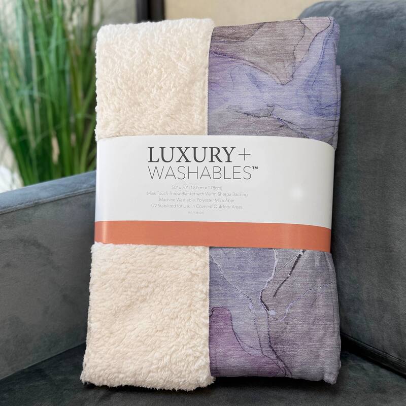 Premium Machine Washable Abstract Contemporary Sherpa Throw Blanket