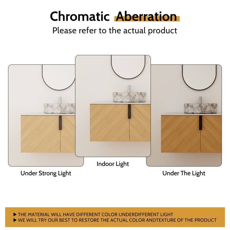 Bathroom Vanity With Sink In 30/36 Inch, Floating Bathroom Vanity With 2 Soft Close Doors