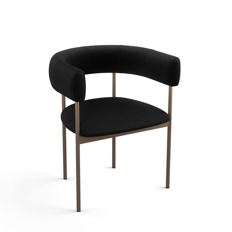 Amisco Julius Upholstered Dining Chair with arms and Metal Legs - Charcoal Grey Boucle Polyester / Bronze Metal