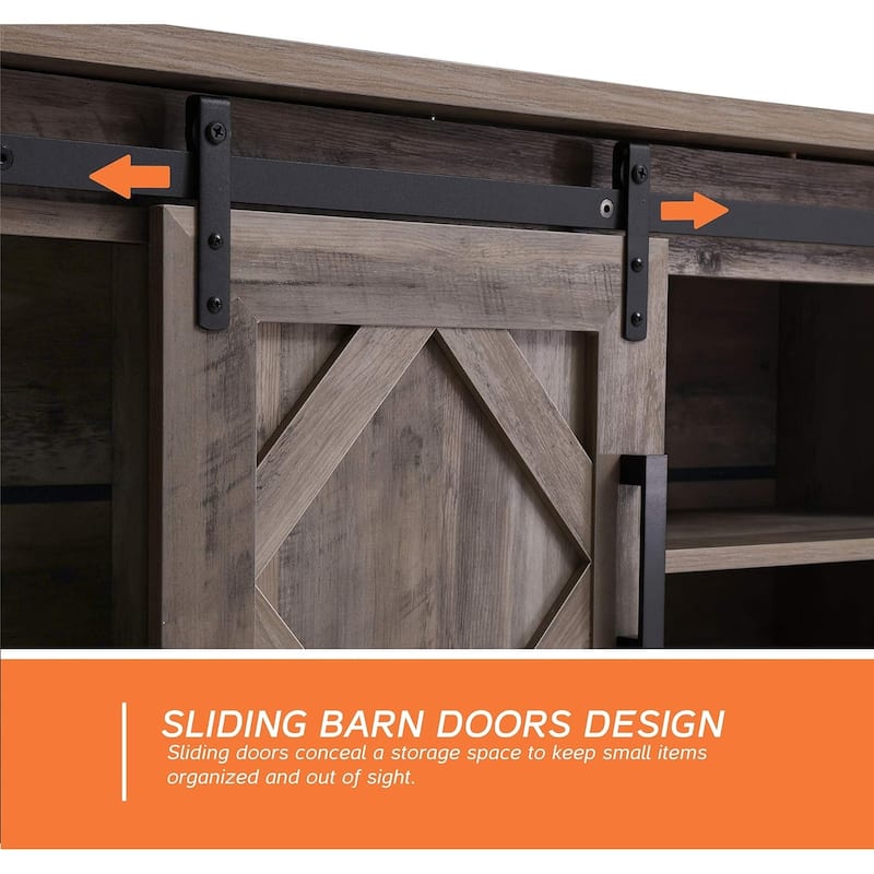 Modern Farmhouse TV Stand for up to 85" TVs Entertainment Center with Open Storage for Living Room