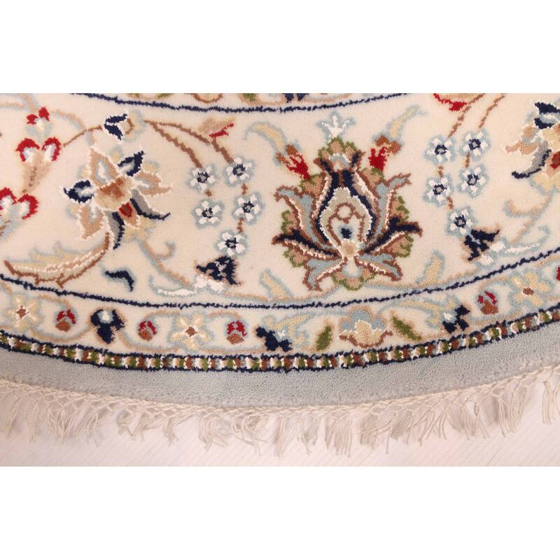 ECARPETGALLERY Hand-knotted Nain Grey Silk, Wool Rug - 5'2 x 5'2