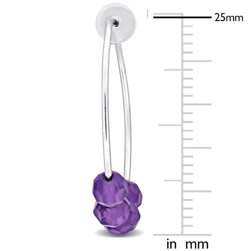 Miadora 1 1/2ct TGW Amethyst Beaded Facetted Hoop Earrings Sterling Silver
