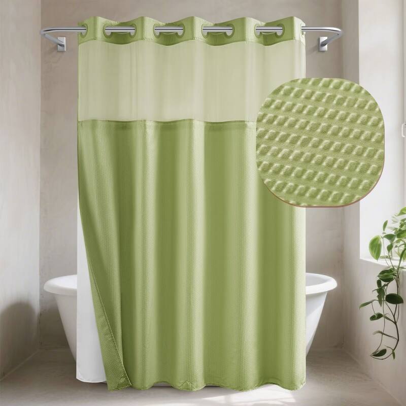 No Hook Embossed Shower Curtain with Snap-in Liner - 71"Wx74"L - Sage