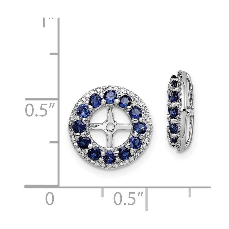 Curata 925 Sterling Silver Polished Diamond and Created Blue Sapphire Earrings Jacket - 12x12mm Wide
