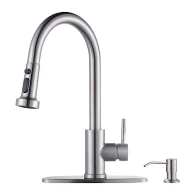 WOWOW Pull-Down Sprayer Kitchen Faucet with Soap Dispenser