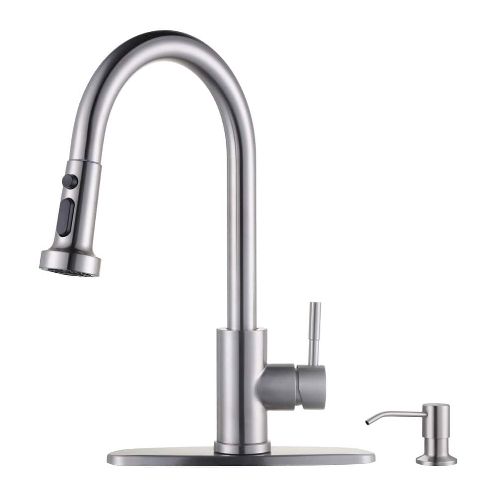 WOWOW Pull-Down Sprayer Kitchen Faucet with Soap Dispenser