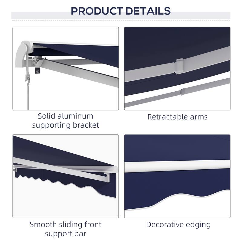 Outsunny 10' x 8' Electric Awning, Retractable Awning, UV Protection Sun Shade Shelter with Remote Controller
