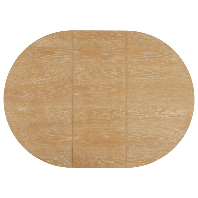 Roomfitters Extendable Oval Dining Table, Modern Wood Kitchen Table with Sculptural Pedestal Base, Seats 4-6