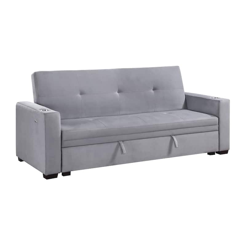 Kentia Velvet Convertible Futon Sofa - Gray