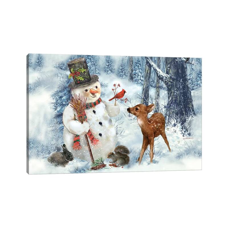 iCanvas "Woodland Snowman" by Giordano Studios Canvas Print