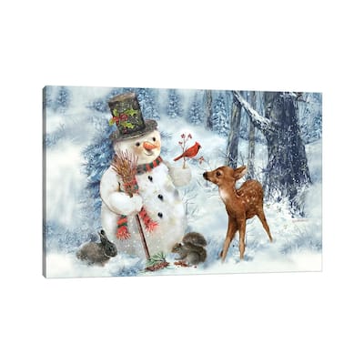 iCanvas "Woodland Snowman" by Giordano Studios Canvas Print